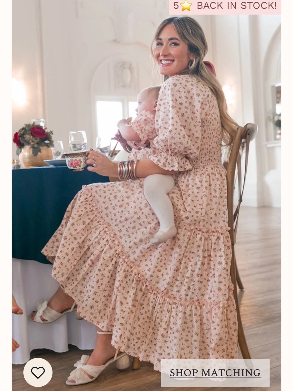 Ivy City Co Blush Floral Midi Dress BARELY WORN